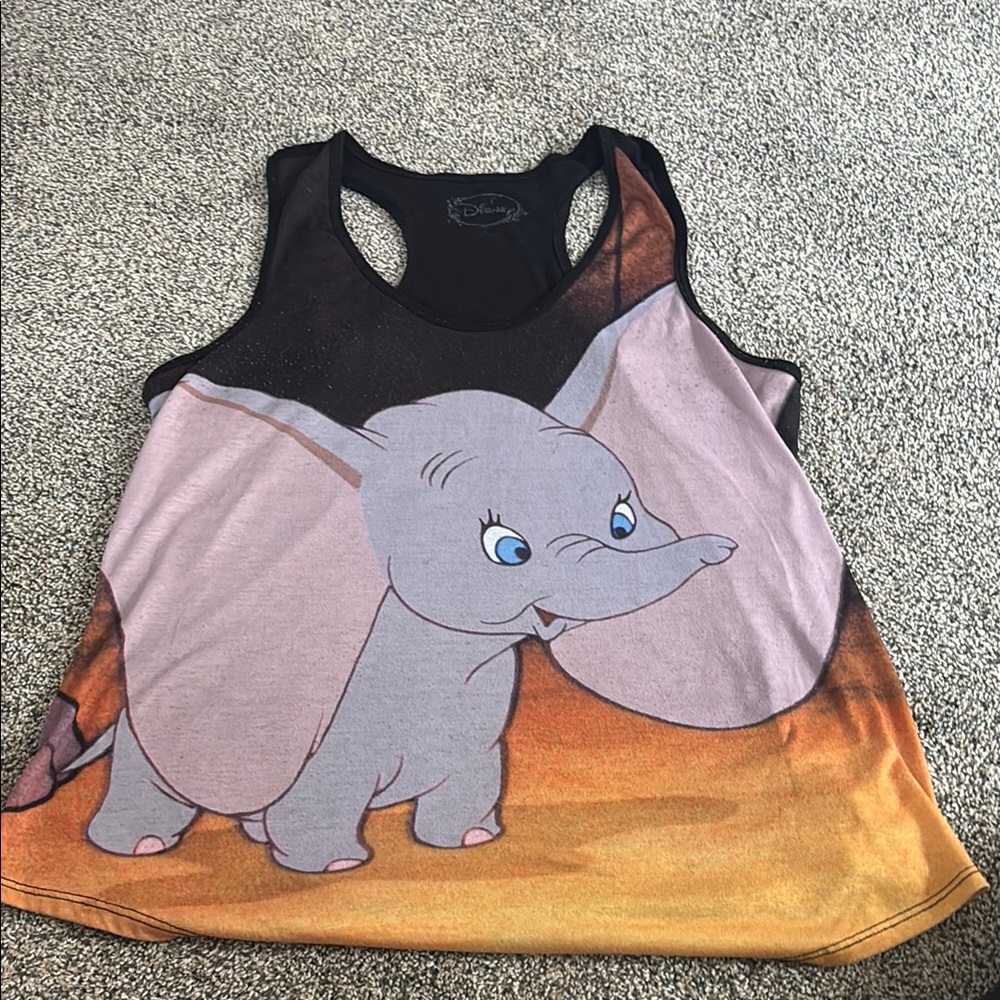 Disney Black and Orange Dumbo Tank Top